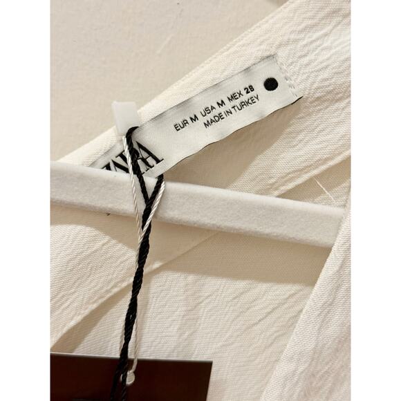 NWT Zara Dolman Sleeve Plunging V-Neck Mini Dress White Women's Size Medium - Picture 3 of 6